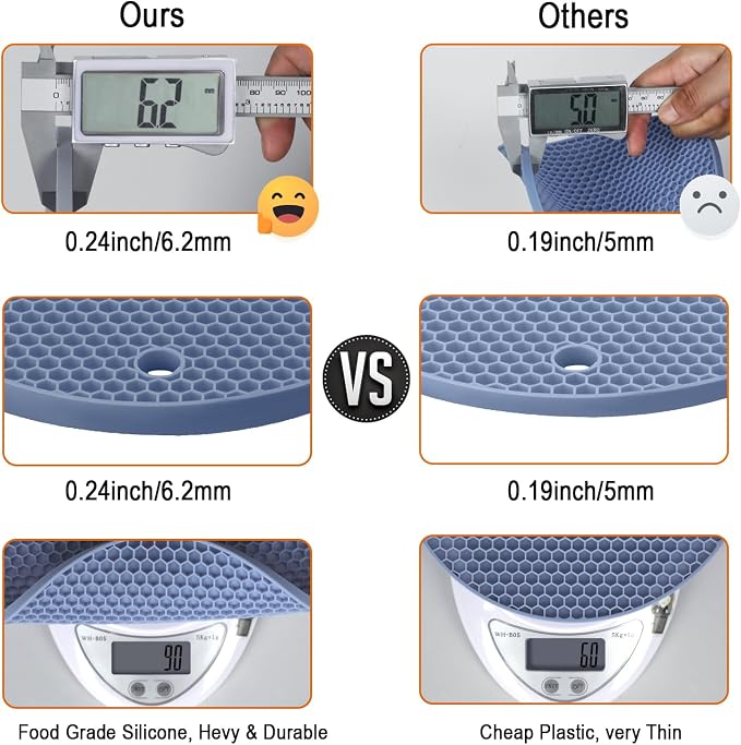Silicone Trivets for Hot Dishes, Heat Resistant Non-Slip Silicone Trivet Mats - Image 3