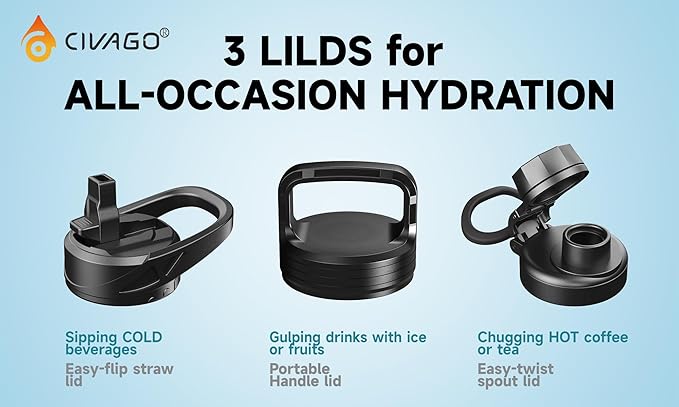 CIVAGO 22 oz Insulated Stainless Steel Water Bottle - Image 2