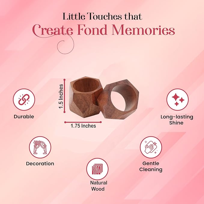 ALPHA Living HOME Wooden Napkin Rings Set of 12 - Image 3