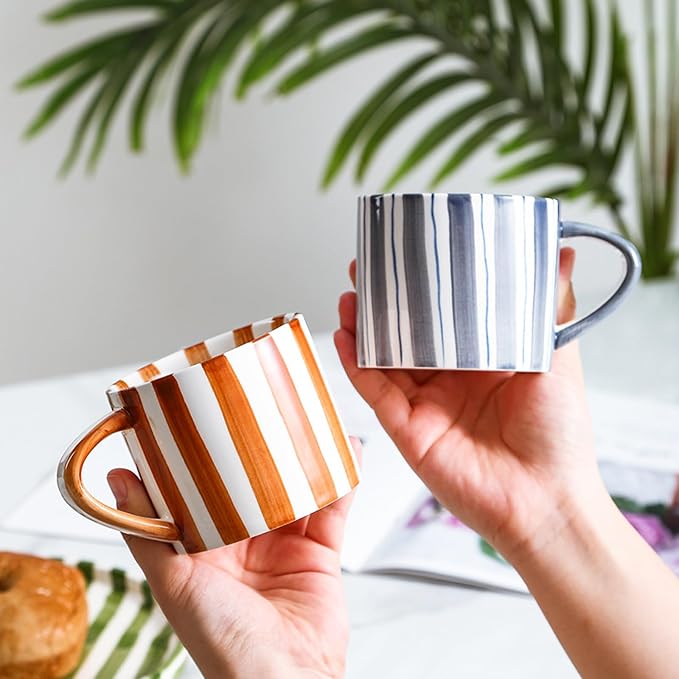 Espresso Cups Ceramic Coffee Mug Series European Striped Dot Coffee Cup And - Image 8