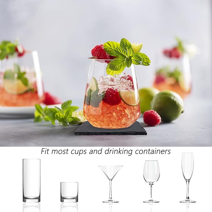24 PCS Square Slate Drink Coasters Set, SIJDIEE 4 Inch Laser Engraving Black - Image 7