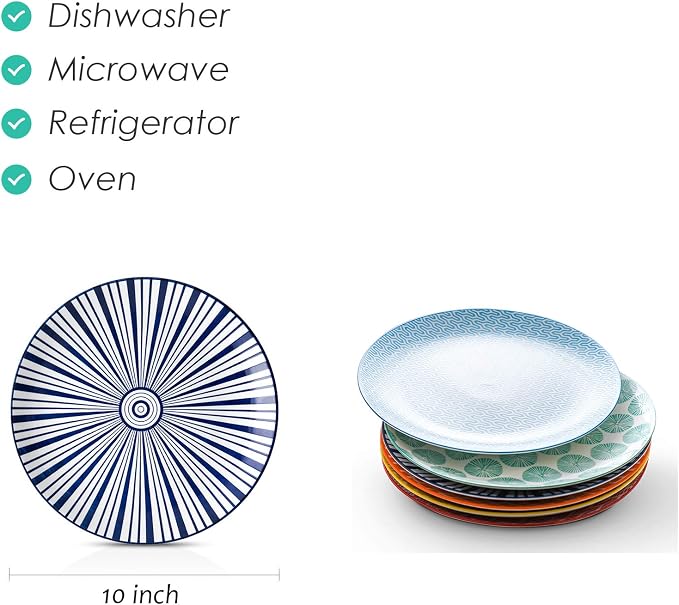 Selamica 10 inch Porcelain Dinner Plates, Large Size Serving Plate - Image 2