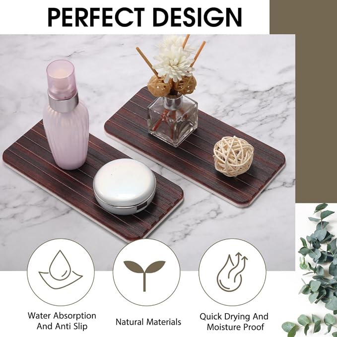 2Pcs 8.6x4'' Water Absorbent Diatomite Coasters Diatomaceous Earth Drying Mat - Image 7