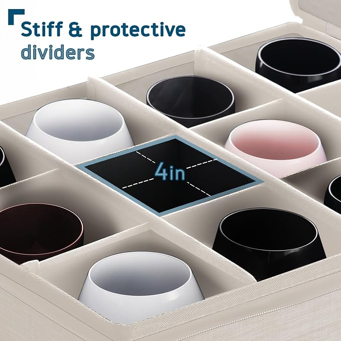 Wine Glass Storage Box with Dividers, 2 Pack Stackable Stemware Storage Cases - Image 4