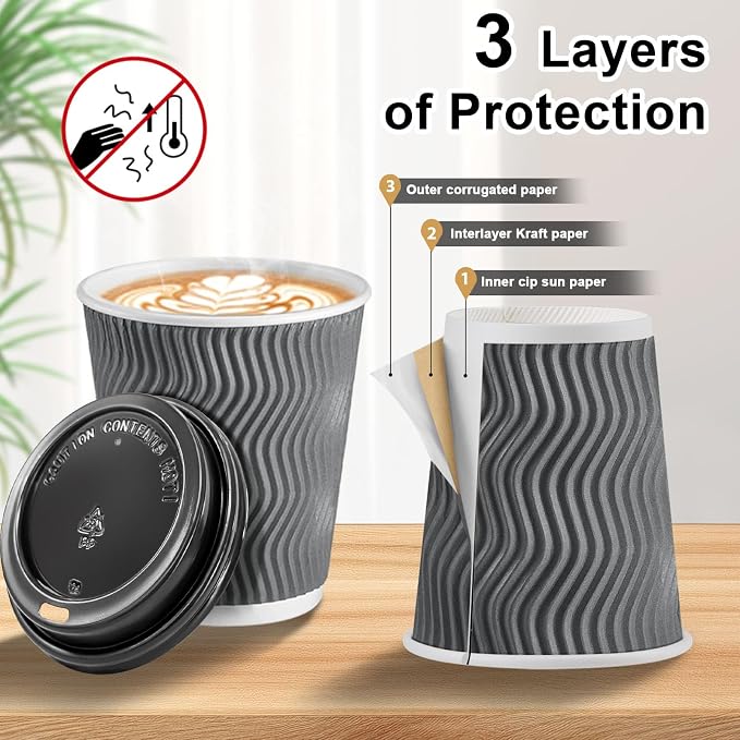 Clawsoff 100 Pack 8 oz Disposable Insulated Coffee Cups - Image 3