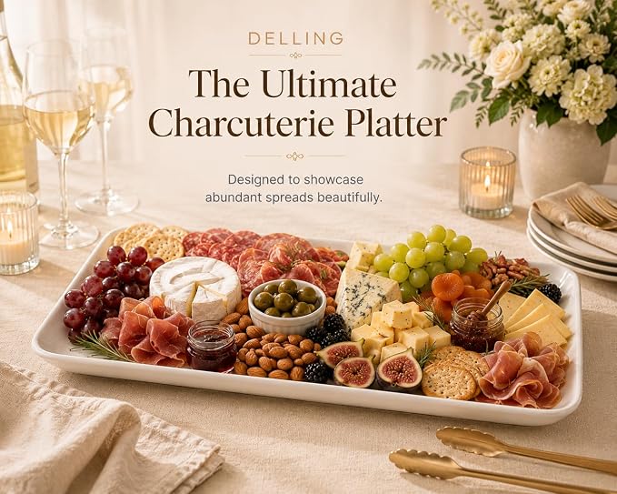DELLING 18 Inch Large Serving Platter Set of 2, Rectangular Platters - Image 6