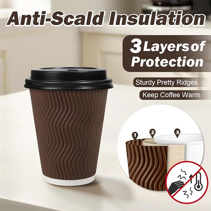 500 Pack 12 oz Insulated Disposable Paper Coffee Cups - Image 3