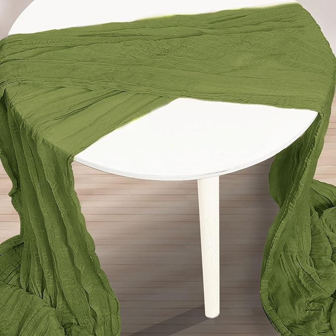 1 Pack Olive Green Cheesecloth Table Runner 35x120 Inch 10Ft Rustic Gauze - Image 3
