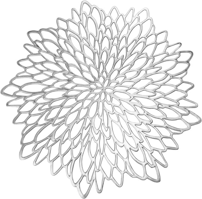 15 Inch Silver Round Placemats for Dinner Table Set of 6 | AdasBridal Placemats by AdasBridal