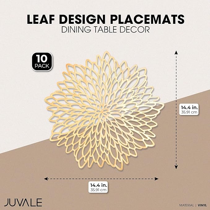 Juvale 10 Pack Gold Vinyl Placemats - Image 2