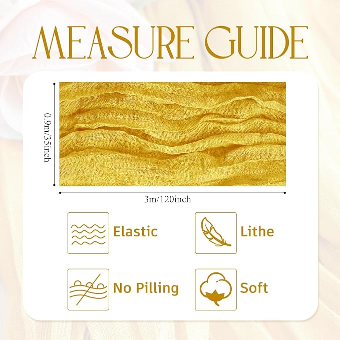 Cheesecloth Table Runner Gold 10FT Boho Gauze Runner, 3 Pack | 120 Inch Cheese - Image 2