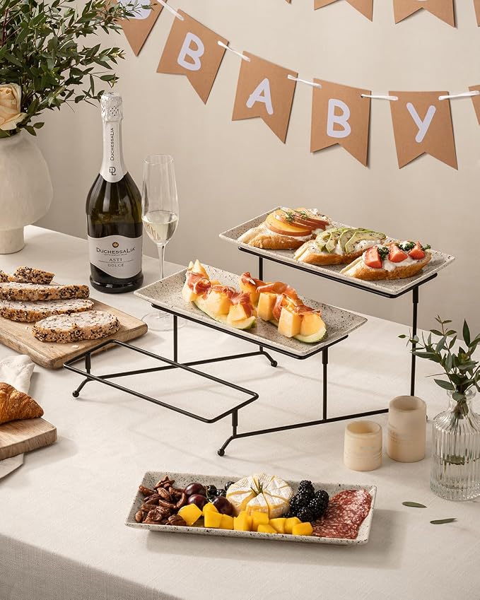 LAUCHUH 3 Tier Serving Tray, Porcelain Serving Platters and Trays - Image 4
