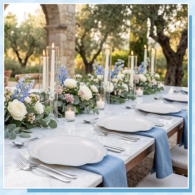 NatNarr 30 Pcs Blue and White Plates 9 Inch Paper Plates - Image 7