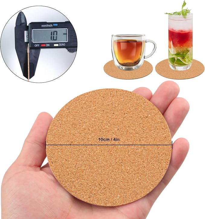 300 PCS 4 Inch Round Self-Adhesive Cork Sheets - Image 2