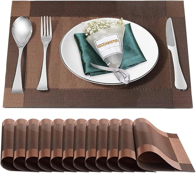 Placemats Set of 12, Vinyl PVC Heat Resistant Washable Placemats Set, Non Slip by BxzanDya-LifeSmartMaker