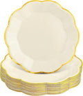 NatNarr 30 Pcs White and Gold Paper Plates, 9 Inch Cream Paper Plates | Ivory by NatNarr