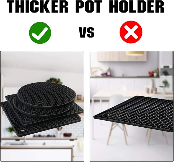 4 Pack Trivets for Hot Dishes | Hot Pads for Kitchen, Silicone Pot Holders for - Image 3