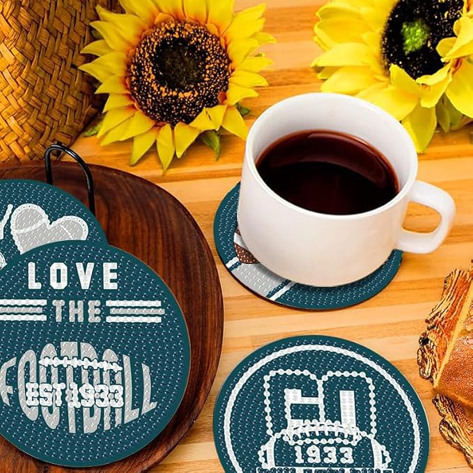 Bartogro 8 Pcs Diamond Painting Coaster Kits, DIY Football Diamond Art Coasters - Image 5