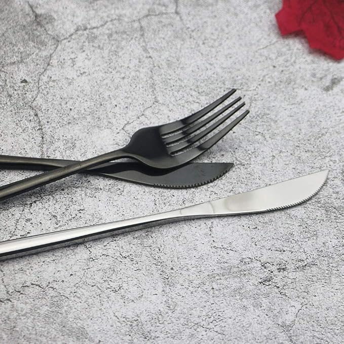 JASHII 24 Pieces Silverware Flatware Cutlery Set, Stainless Steel Tableware - Image 6
