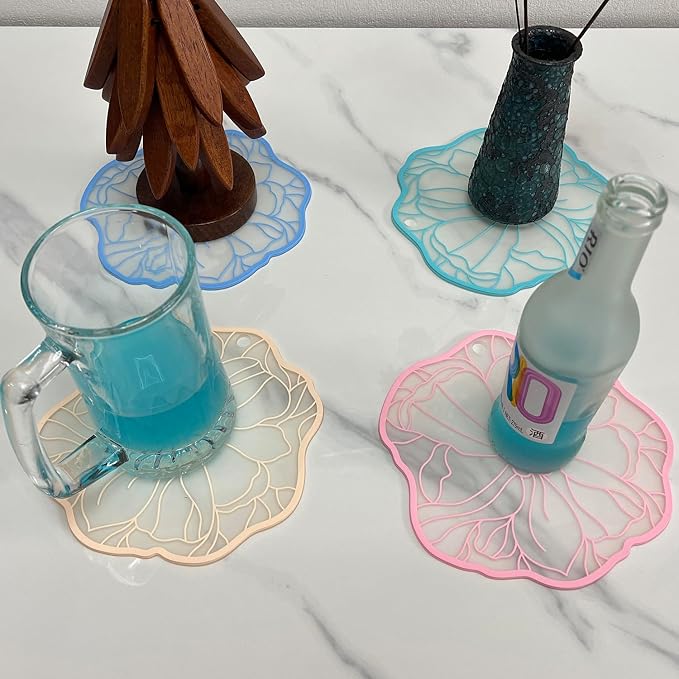 Silicone Coasters, 7.5-inch PVC Heat-Resistant Non-Slip Placemats, Anti-Scald - Image 3