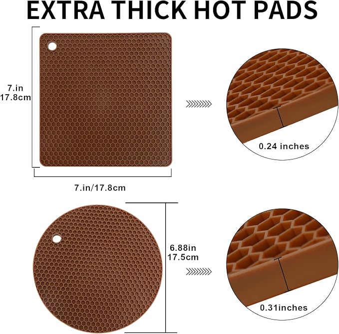 4 Pack Silicone Trivet Mats, Heat Resistant Hot Pot Holders and Pads - Image 6