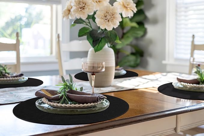 Round Faux Leather Placemat and Coaster 6 Packs, Washable Heat Resistant Dining - Image 7
