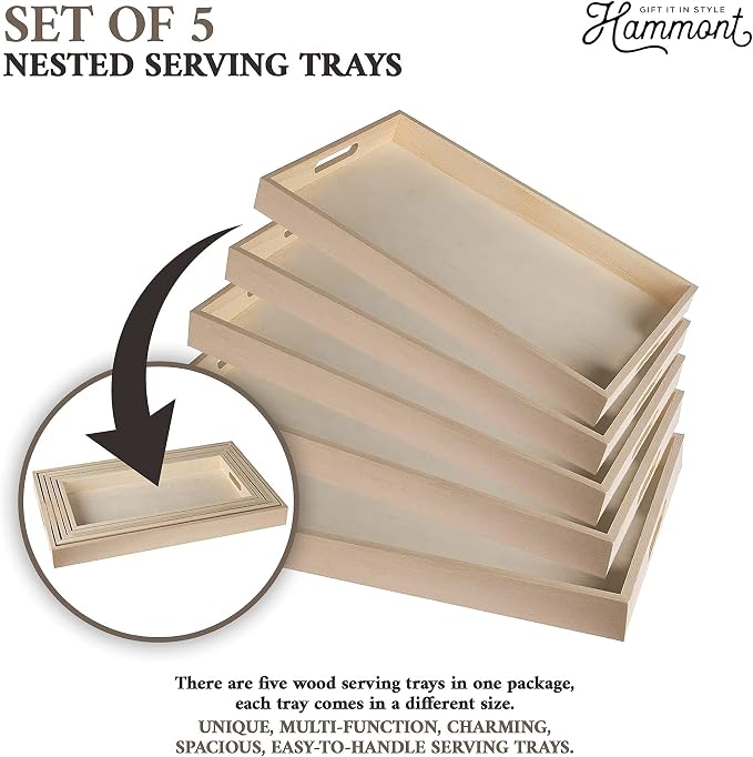 Wood Serving Tray Set with Handles - Image 6