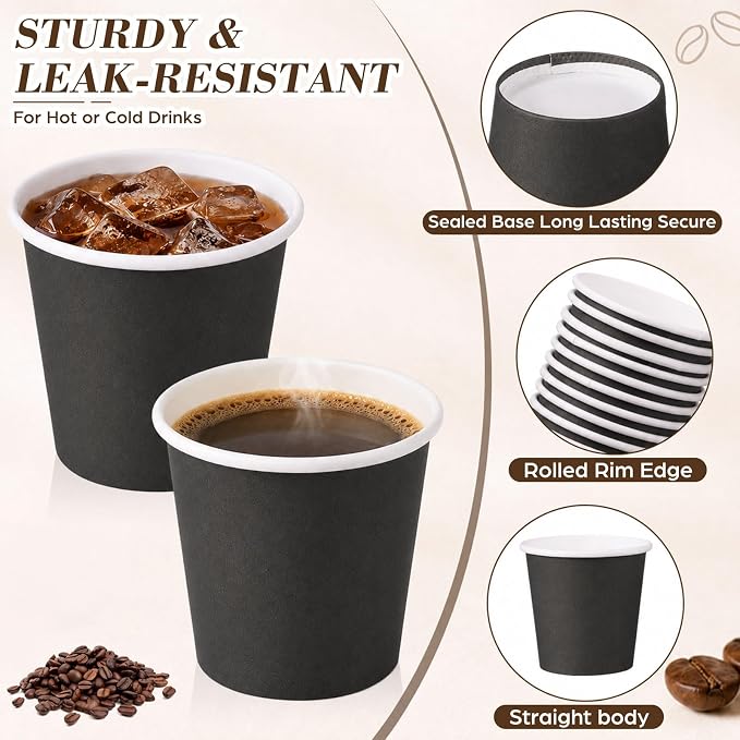 100 Pcs Mini Coffee Cups Brown Culture Cup 2oz Disposable Bathroom Cups Paper - Image 2