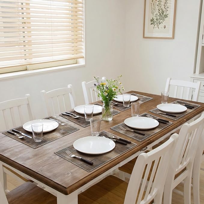 Emvency Farmhouse Placemats Set of 6, 12x18 Inch, Rustic Neutral Brown | - Image 5