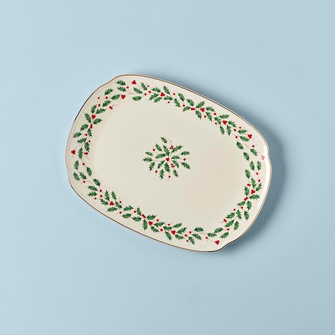 Lenox Holiday Porcelain Oblong Christmas Serving Platter | dishwasher safe | - Image 2