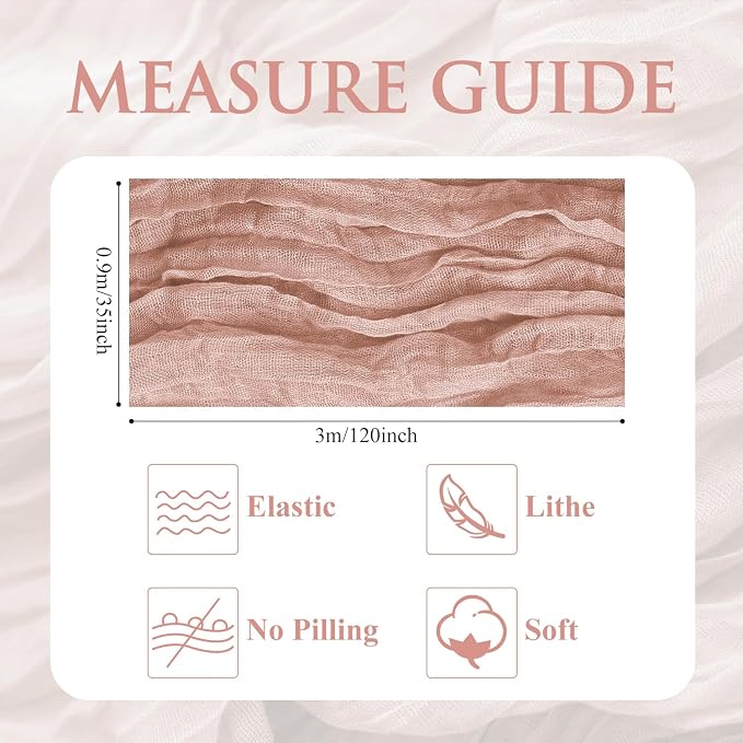 Cheesecloth Table Runner 10FT Dusty Pink Summer Boho Gauze Sheer Runners | - Image 2