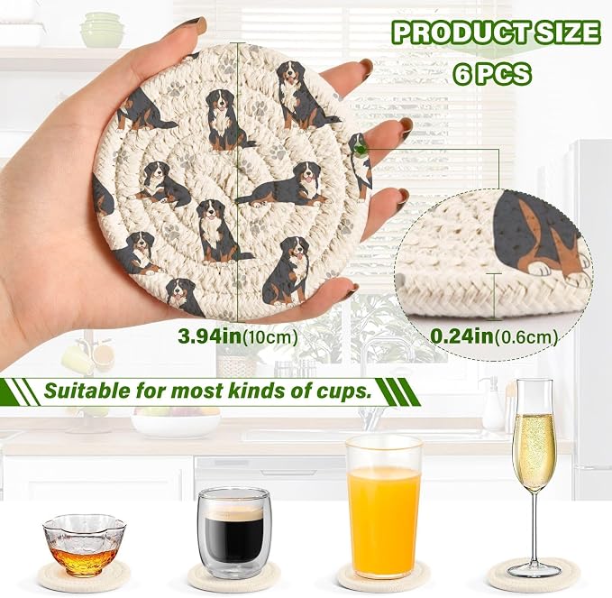 Berner Dogs Paw White Print Coasters - Image 3