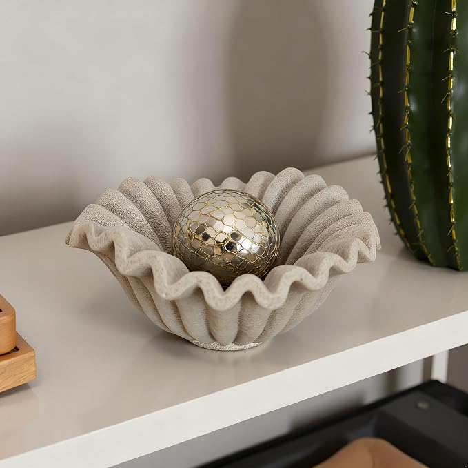 Small Decorative Bowl decor, Scalloped Pedestal Bowls - Image 4