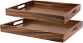 2Pack Acacia Wooden Serving Tray17x12 Nesting Ottoman Trays by ZOVANO