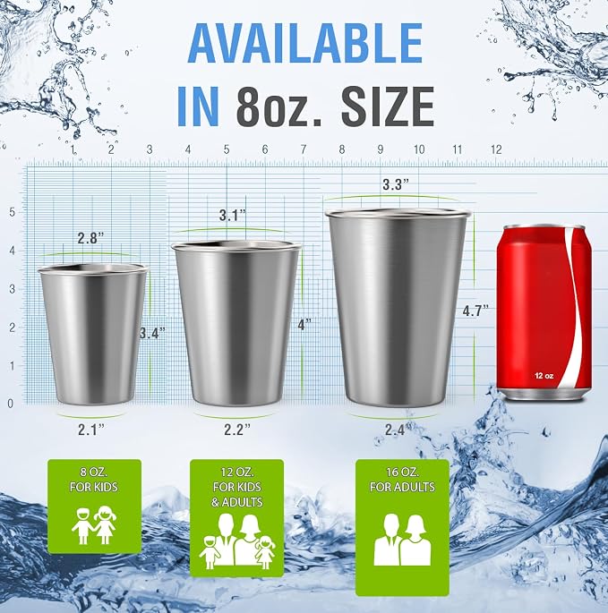 Stainless Steel Pint Cups Water Tumblers 16 oz - Image 2