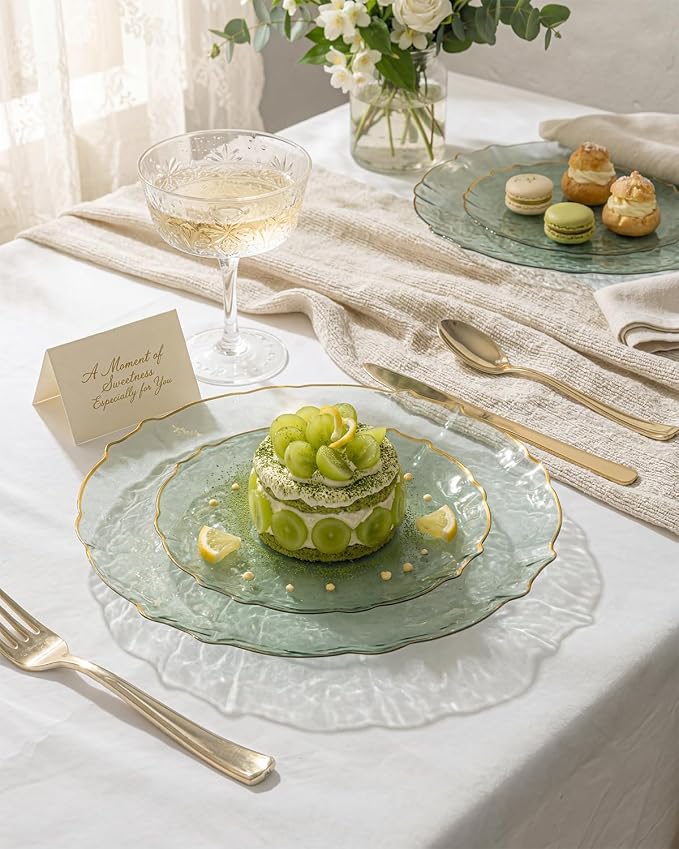 bUCLA 40PCS Sage Green Plastic Plates Disposable - Image 5