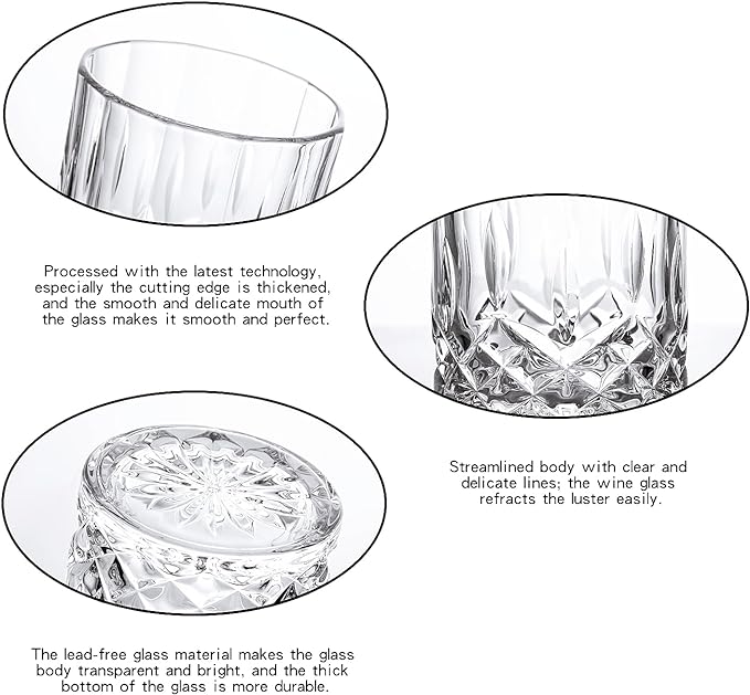 GLASKEY Whiskey Glasses Set of 4, Rock Glasses, 11 oz Lead-Free Crystal Bourbon - Image 3