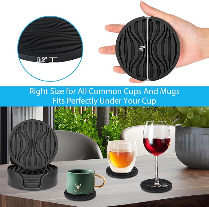 6 Pack Rubber Drink Coasters - Image 6