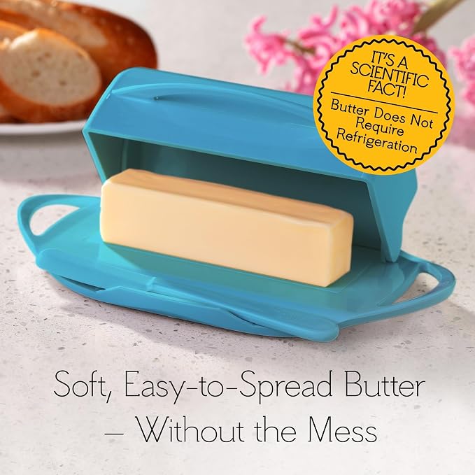 Flip Top Butter Dish with Attached Lid & Matching Knife - Image 6