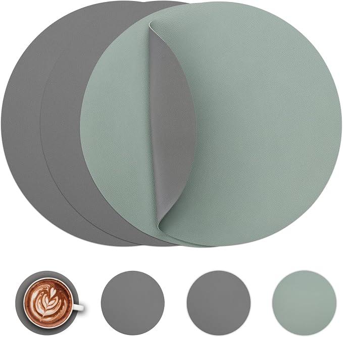 Myir JUN 15 Inches Round Placemats Set of 4 Faux Leather Place Mats | by MyirJUN