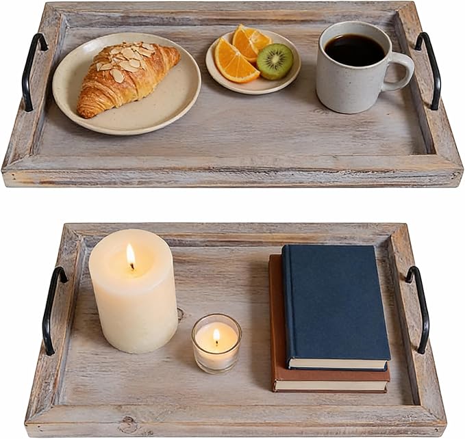 Besti Rustic Vintage Food Serving Trays | Nesting Wooden Board by Besti
