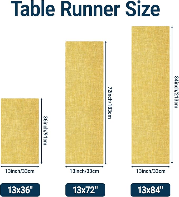 Q&J Fabric Co. Linen-Textured Table Runner 1 Pack 13x72 Inch Gold | Polyester - Image 6