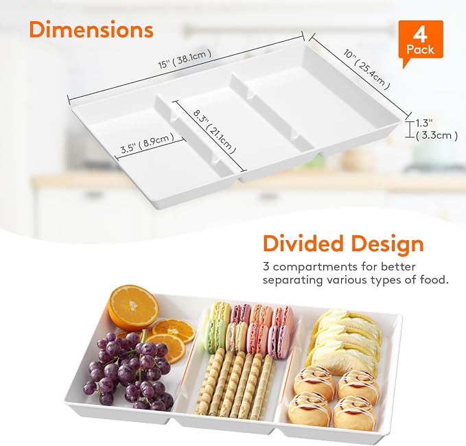 Lifewit Serving Tray Divided for Party Supplies, Desserts in Kitchen/Pantry - Image 3