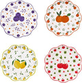 Bico Fruit Pop Scalloped Salad Plates Set of 4, 8.75 Inch Ceramic Dessert Plates by Bico