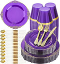 175 Piece Clear Purple Plastic Dinnerware Set by GoodLuck