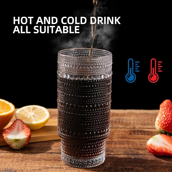 Drinking Glasses with Bamboo Lids and Glass Straw 2pcs Set, 16oz Glass Tumbler - Image 8
