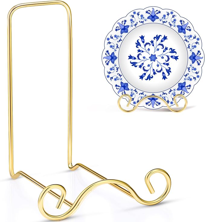 Wrought Iron Bowl Deep Platter Stand Detachable Metal Scroll Display Rack Easel by Baderke