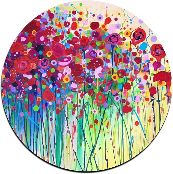 Colorful Watercolor Flowers Round Coaster Set of 4-Made of Recycled Rubber - Image 3