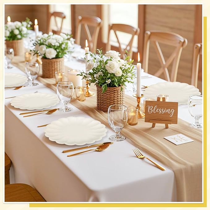 NatNarr 30 Pcs Ivory Paper Plates 9.5 In Scalloped Party Plates Disposable | - Image 8