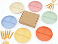 9-Inch Large Multicolor Wheat Straw Divided Plates – 6Pack Unbreakable by Falichchch
